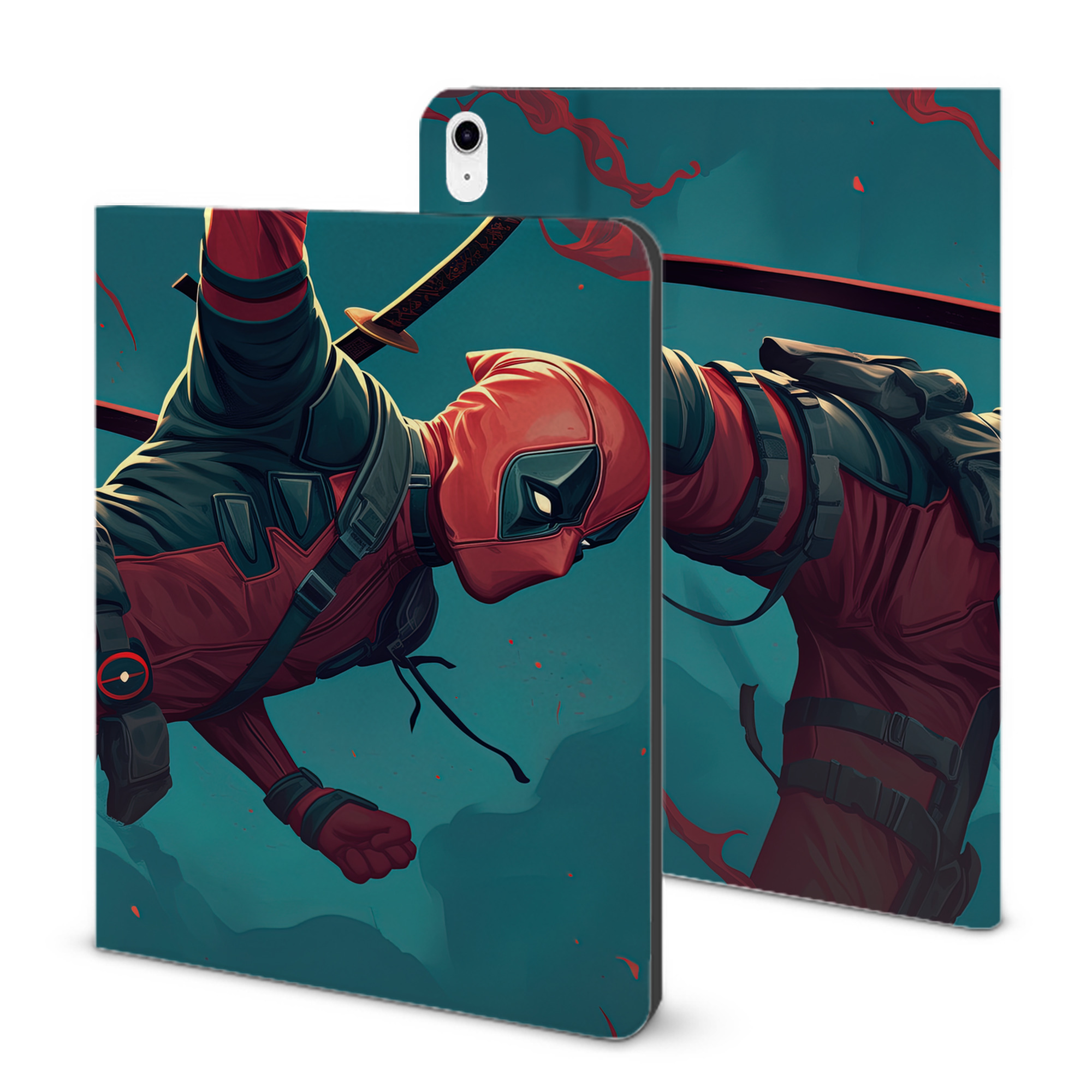 （画像用） Deadpool デッドプール IPad ケース ブック型 PUレザー TPU 耐衝撃 軽量 薄型 ペン収納なし 全面保護 IPad 各モデル対応